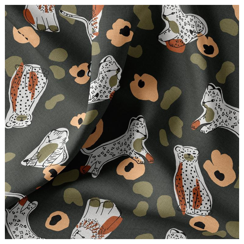 Printed Cotton SAWAIN Charcoal / Tawny Multicolored